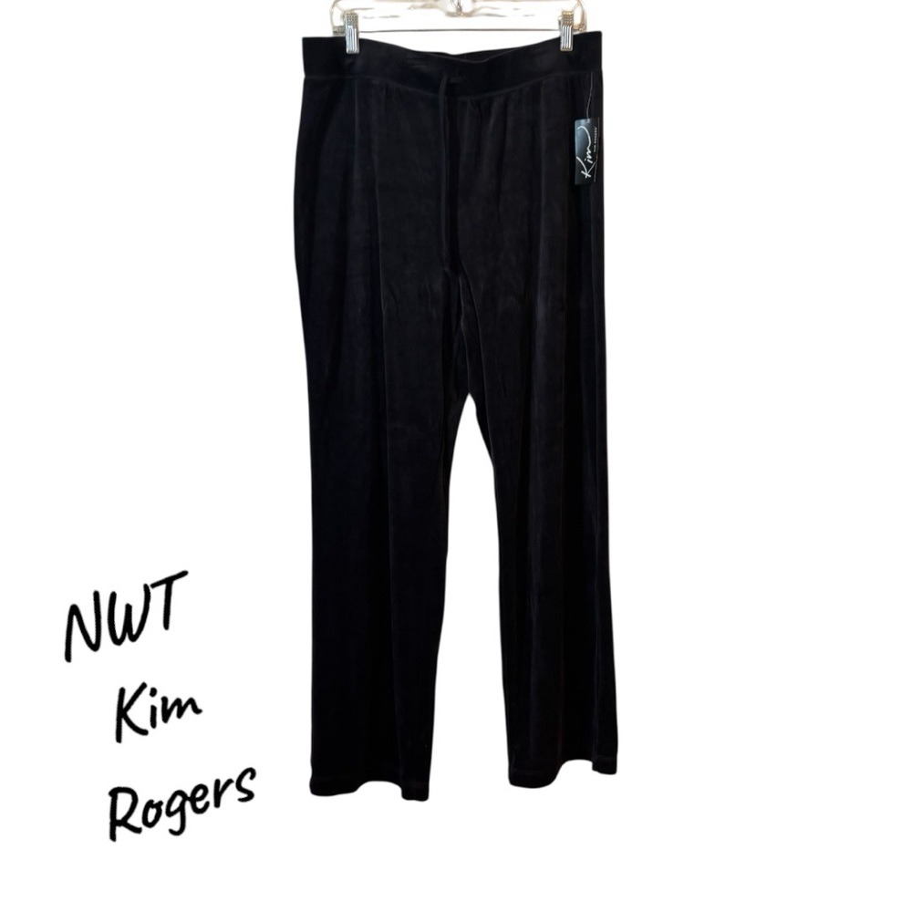 NWT  Kim Rogers Black VELOUR PULL ON STYLE w/DRAWSTRING Pants    LARGE    #K